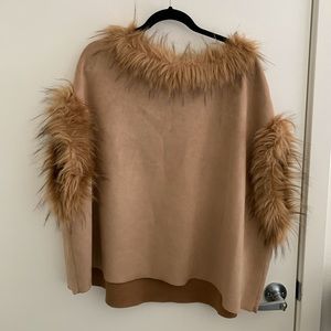 Faux fur poncho